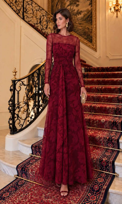 Vestido largo estampado tul