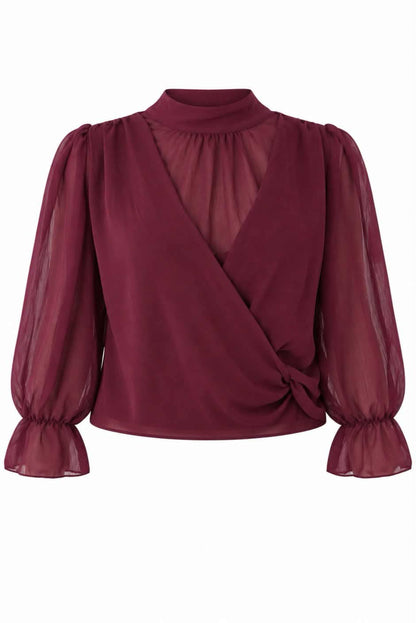 Blusa cruzada semitransparente