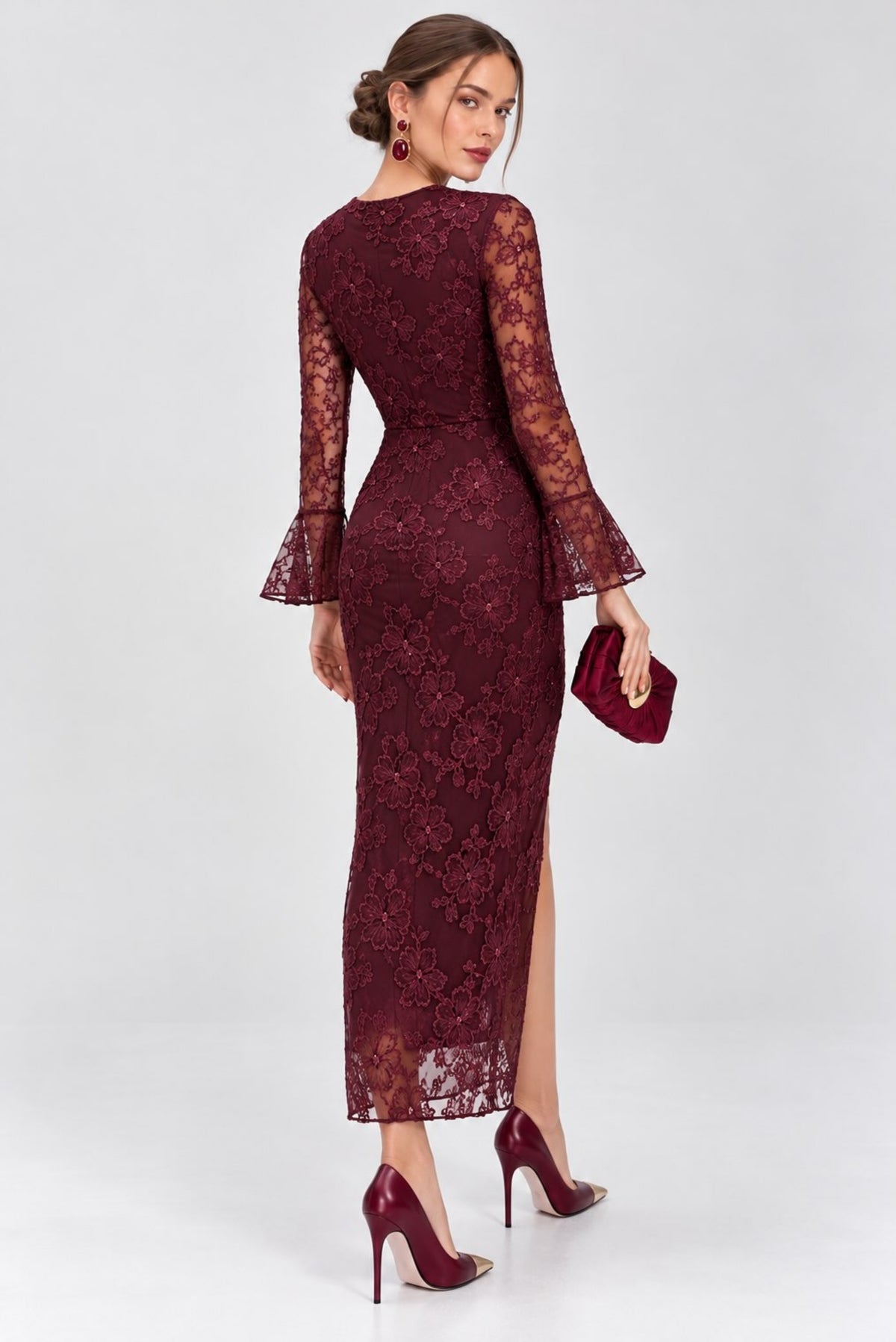 Vestido midi encaje floral