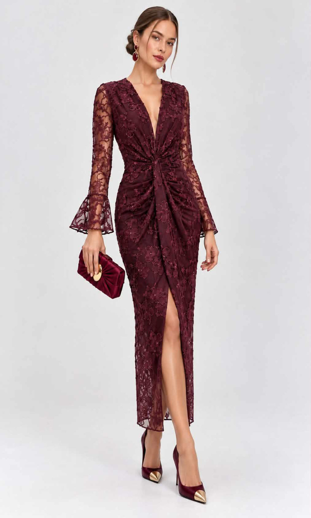 Vestido midi encaje floral