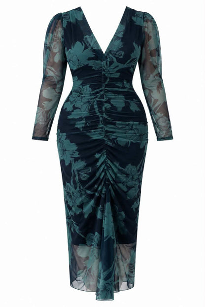 Vestidi midi drapeado estampado