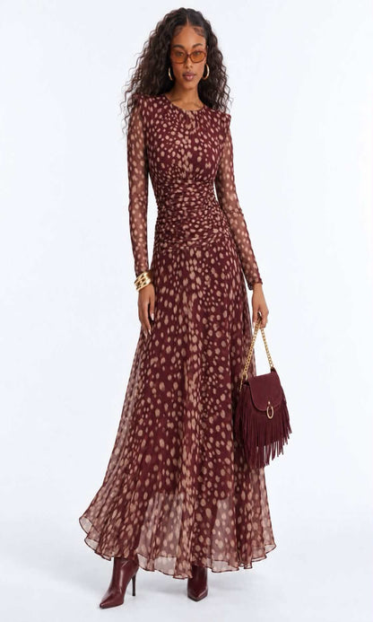 Vestido  tul estampado con hombreras