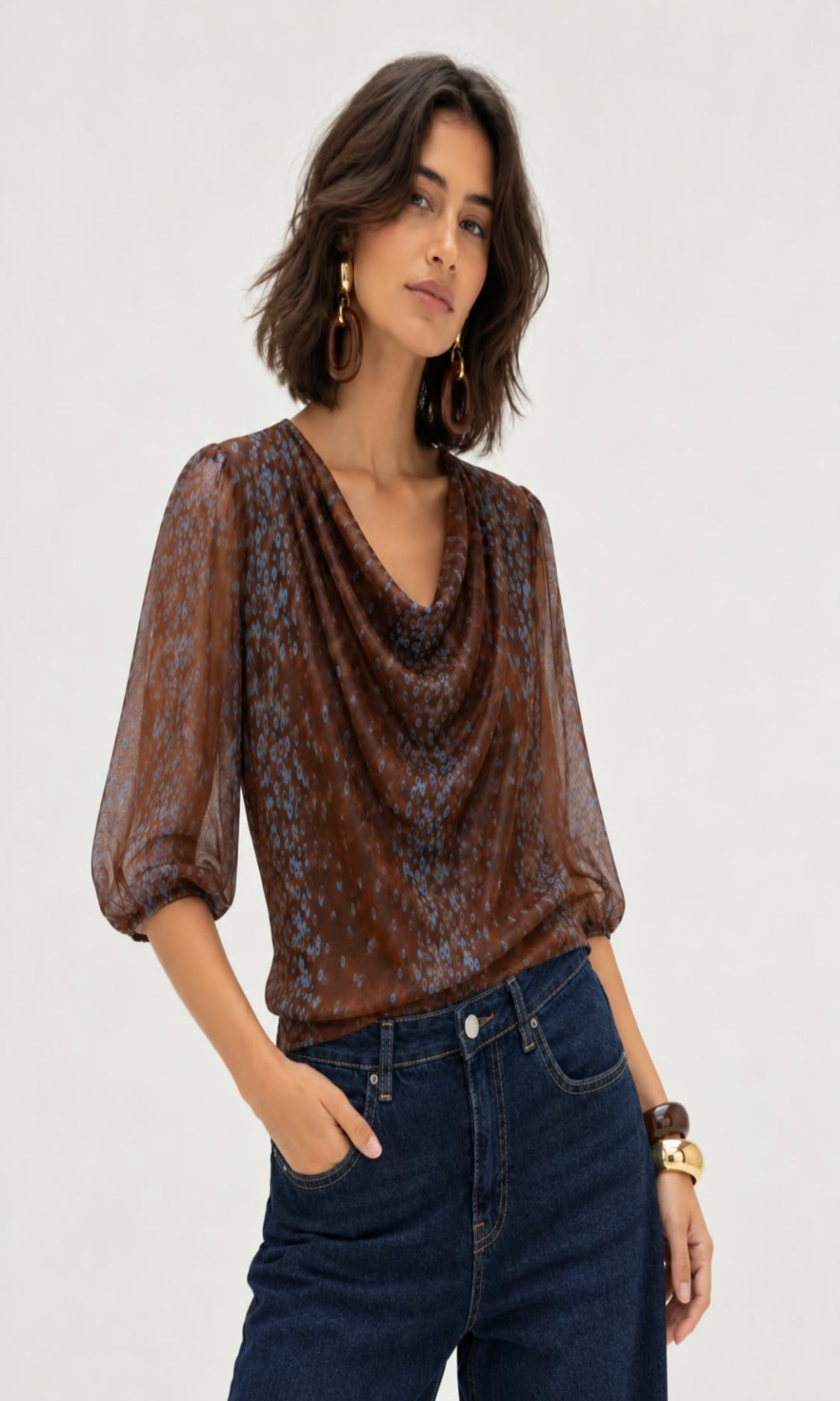Top de tul  estampado