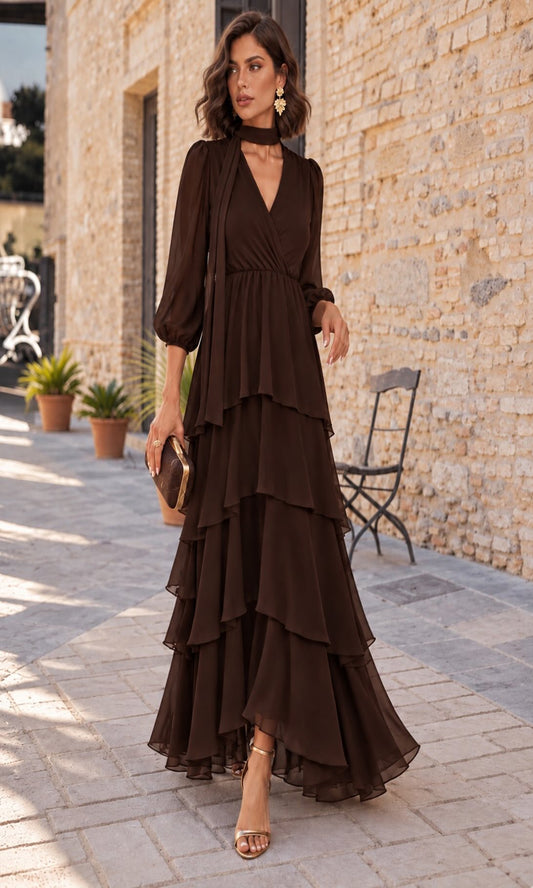Vestido fluido con volantes