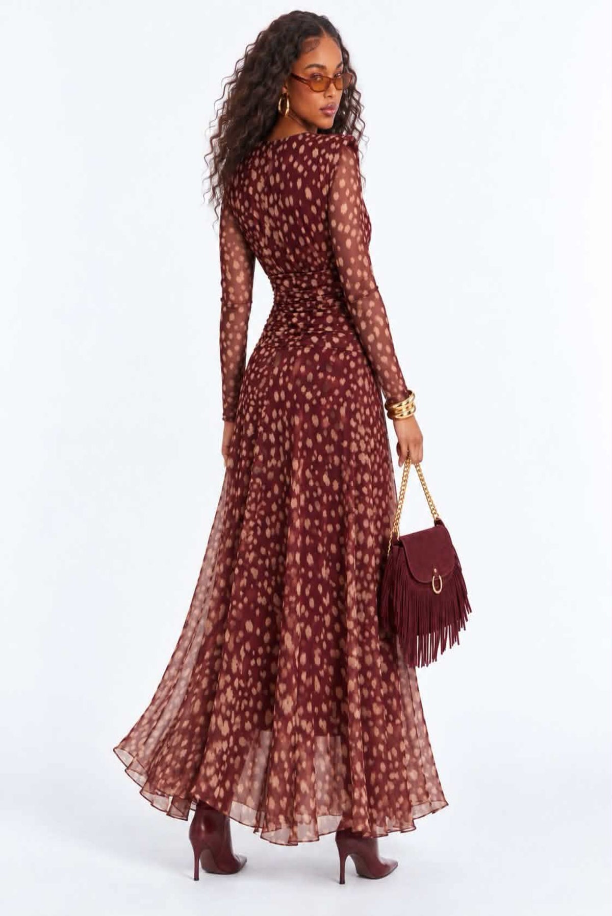 Vestido  tul estampado con hombreras