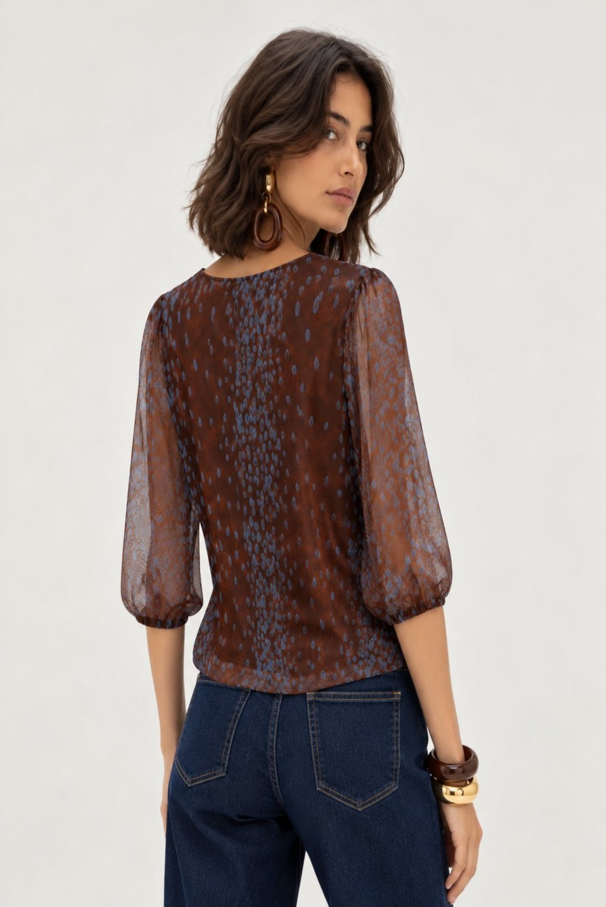Top de tul  estampado