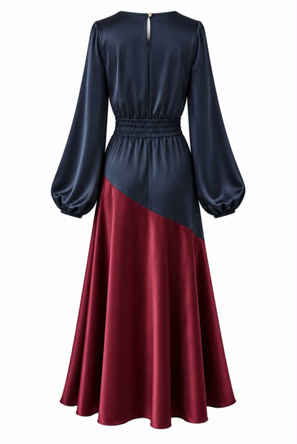 Vestido  satinado combinado
