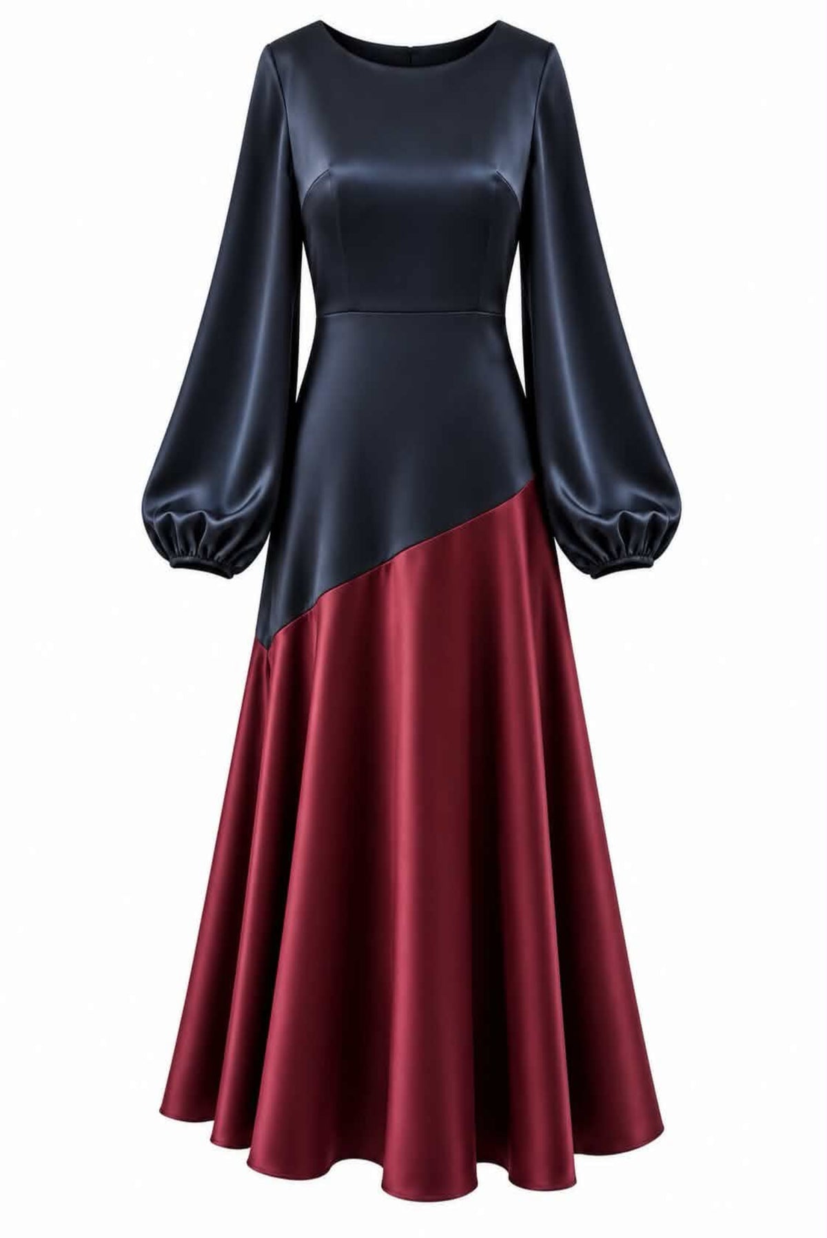 Vestido  satinado combinado