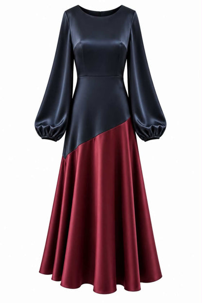 Vestido  satinado combinado