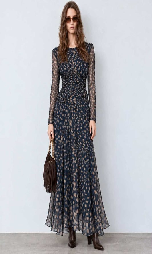 Vestido tul estampado hombreras