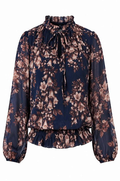 Blusa estampada  floral con lazada