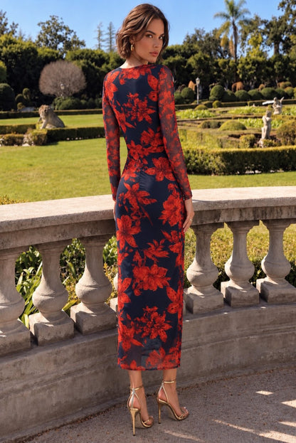 Vestido midi estampado floral