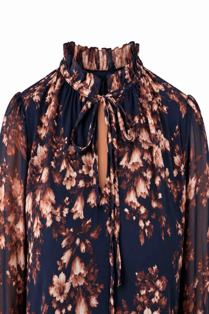 Blusa estampada  floral con lazada