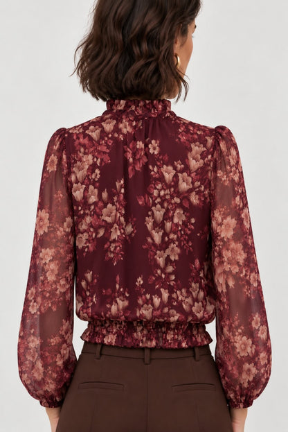 Blusa estampada floral con lazada