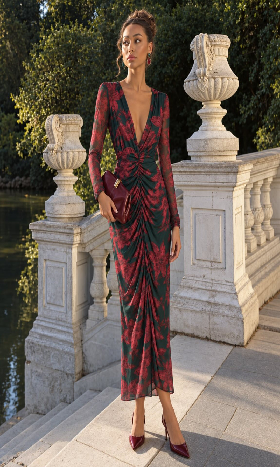 Vestido midi estampado floral