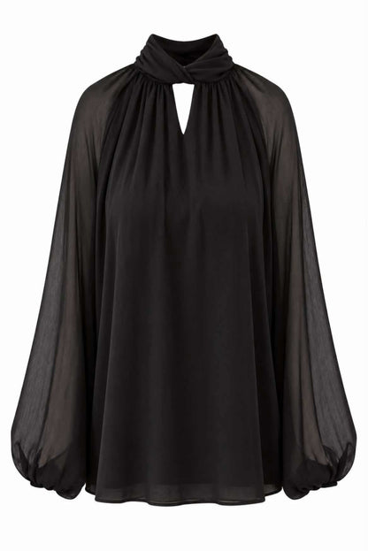 Blusa fluida con cuello alto