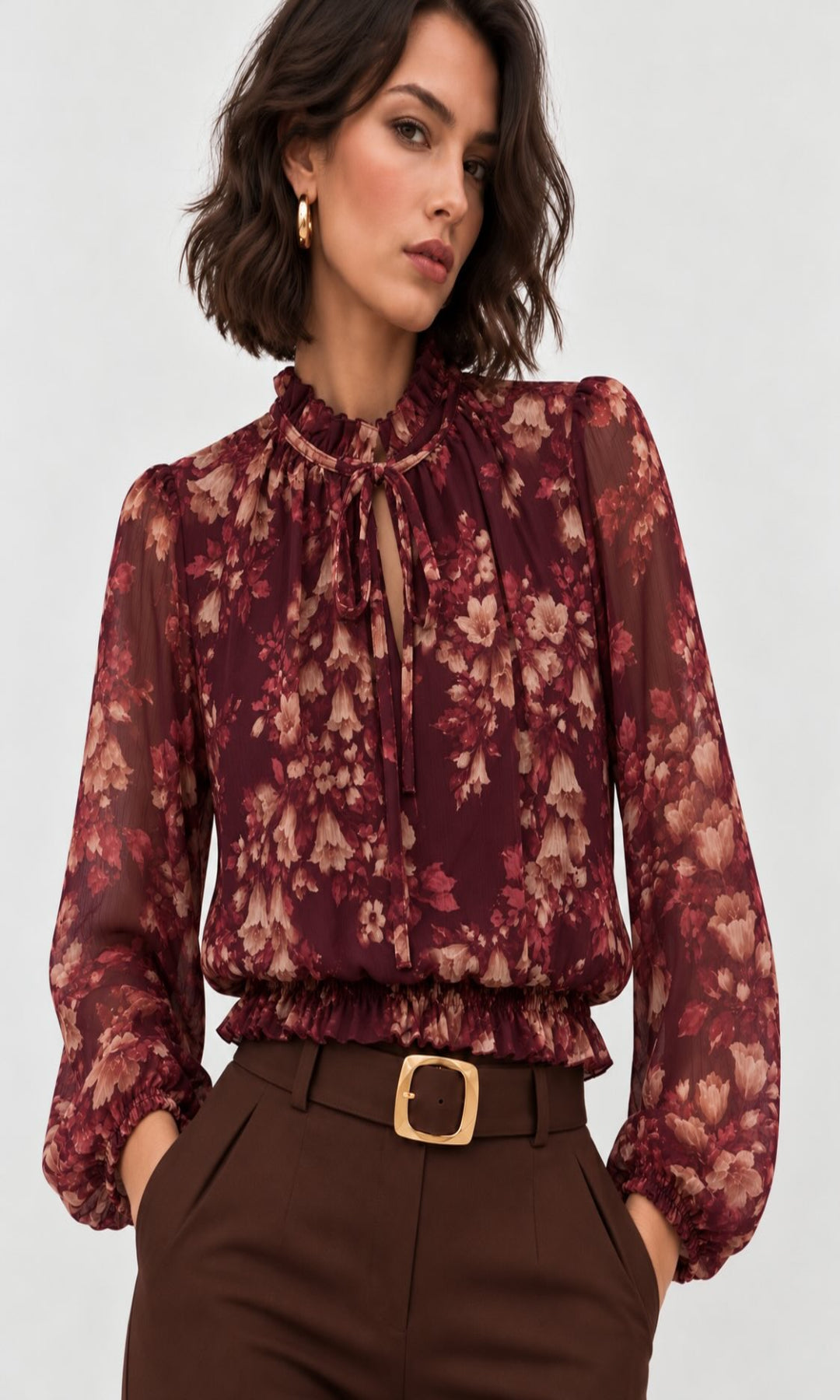 Blusa estampada floral con lazada