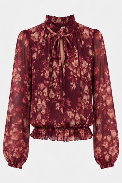 Blusa estampada floral con lazada