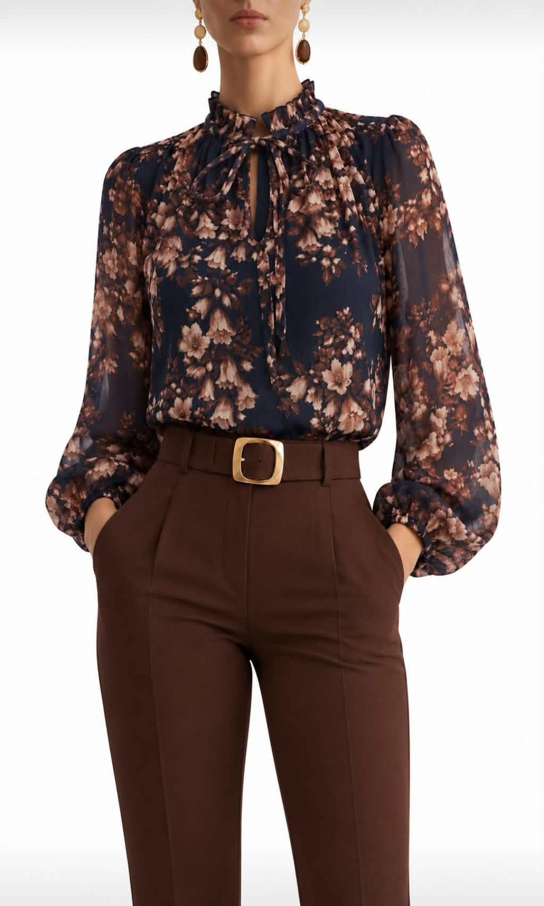 Blusa estampada  floral con lazada