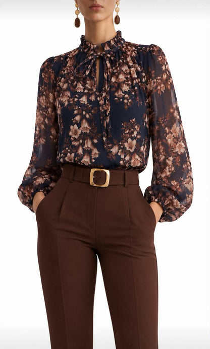 Blusa estampada  floral con lazada