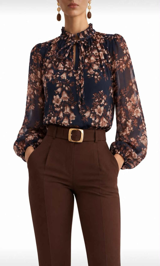 Blusa estampada  floral con lazada