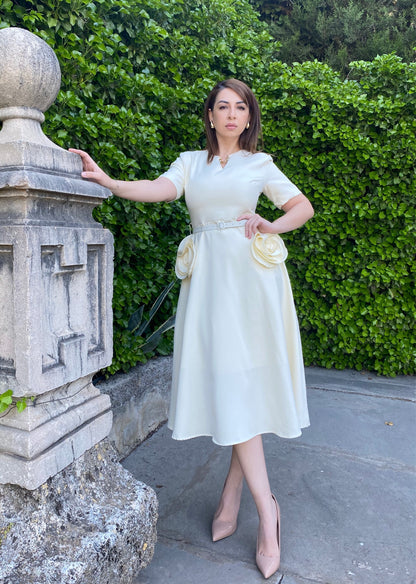 Robe midi design rose