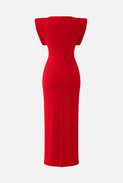 Vestido midi hombreras