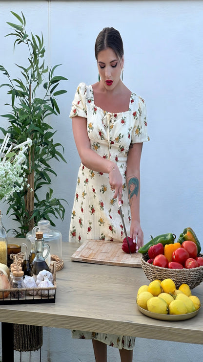 Vestido midi estampado flores