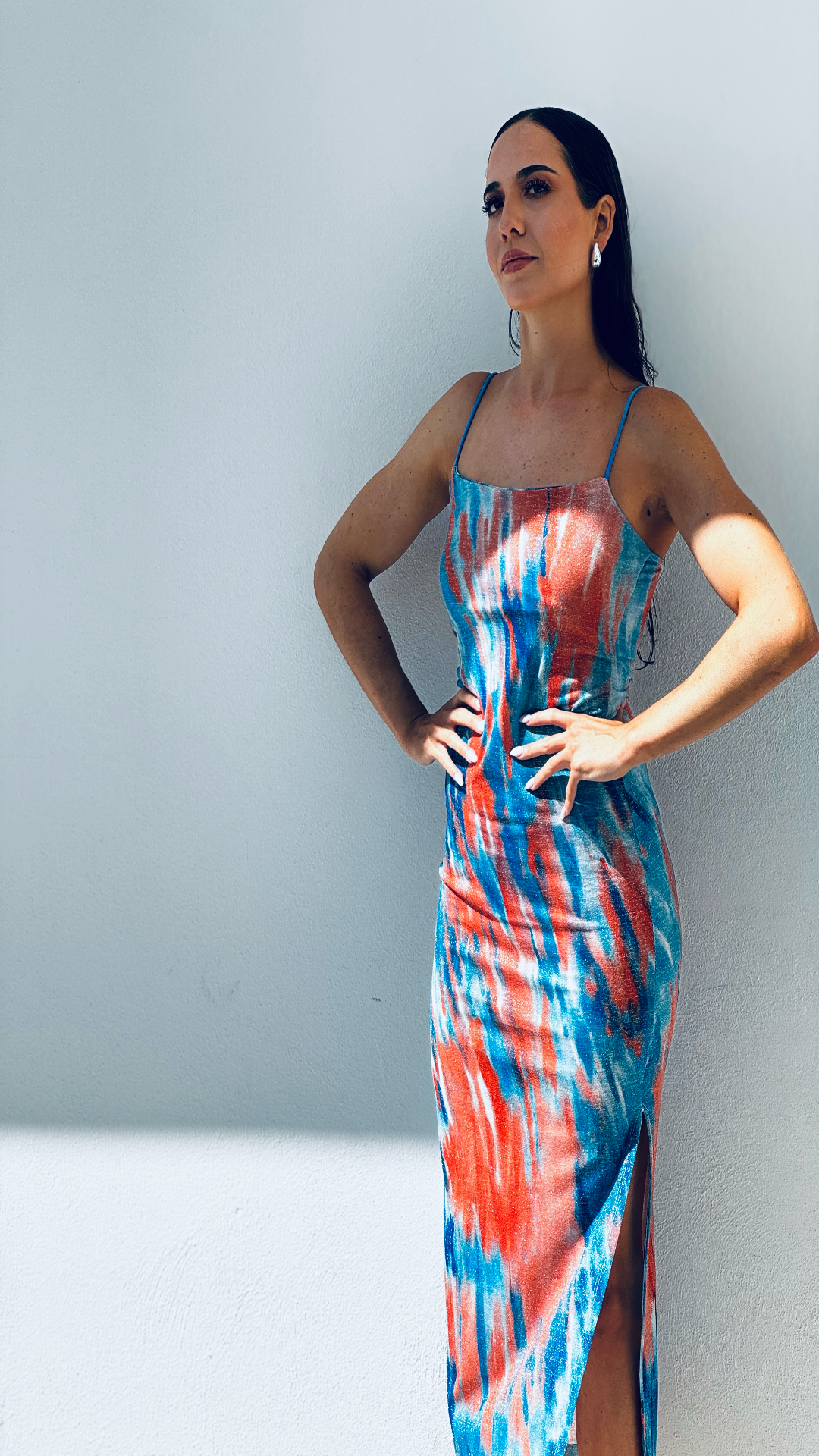 Vestido midi hilo metalizado