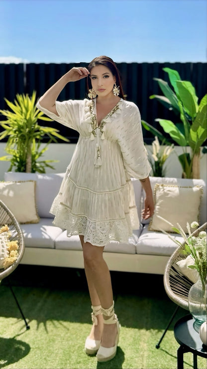 Robe courte bohème (faite a main)