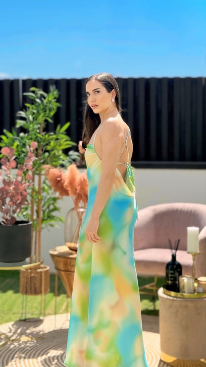 Vestido lingerie multicolorido