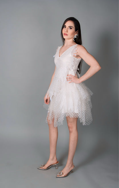 Robe mode en tulle à pois