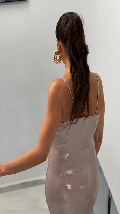 Robe de soirée argentée