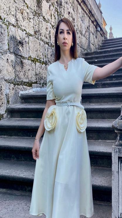 Robe midi design rose
