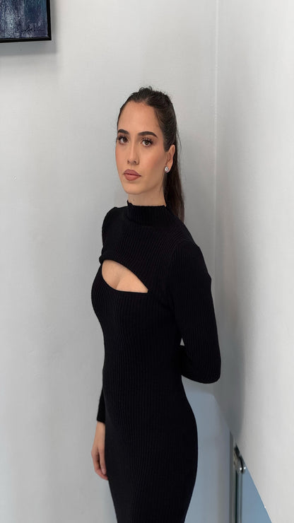 Vestido canalé cut out