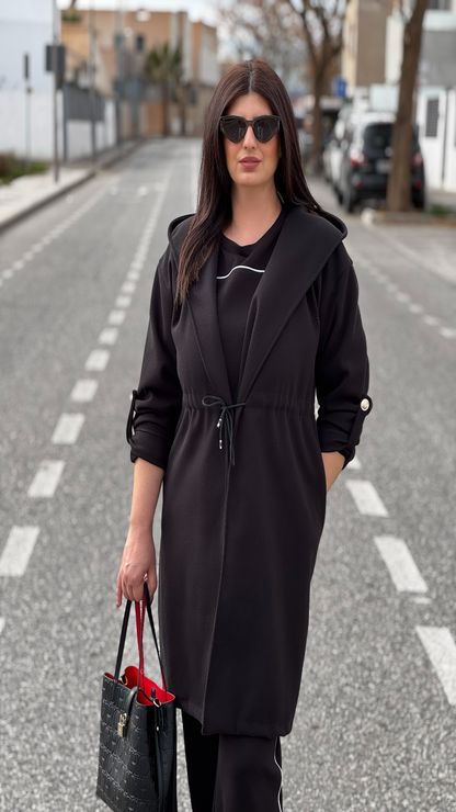 Abrigo lana con capucha