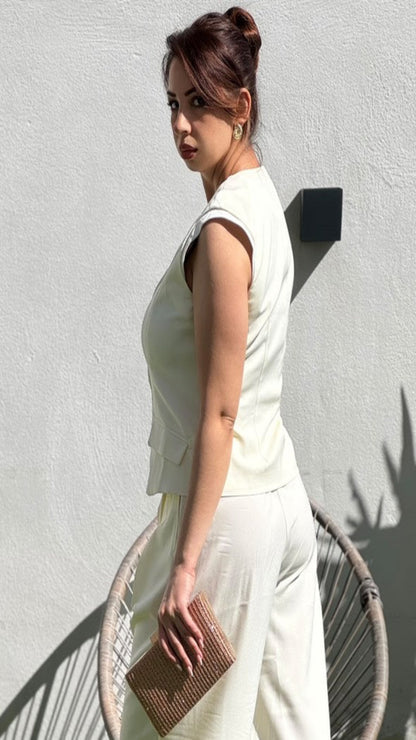 Conjunto chaleco y pantalón doble pliegue