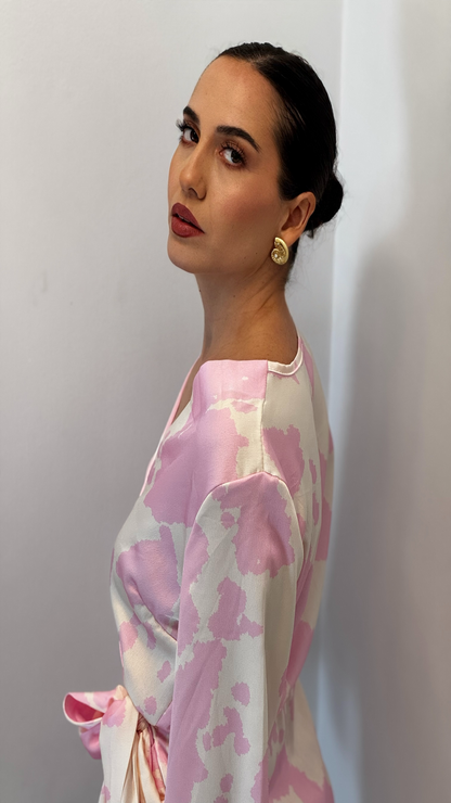 Vestido satinado estampado